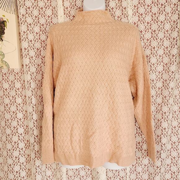 Unbranded rose pink oversized cable knit turtle neck sweater Size xl - Picture 1 of 7